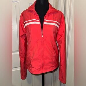 Nike White and Orange Bomber Jacket with Athletic Cut